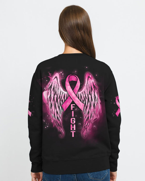 Pink Ribbon Fight Wings Women's Breast Cancer Awareness Sweatshirt