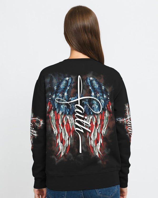 Faith American Watercolor Wings Flag Women's Christian Sweatshirt