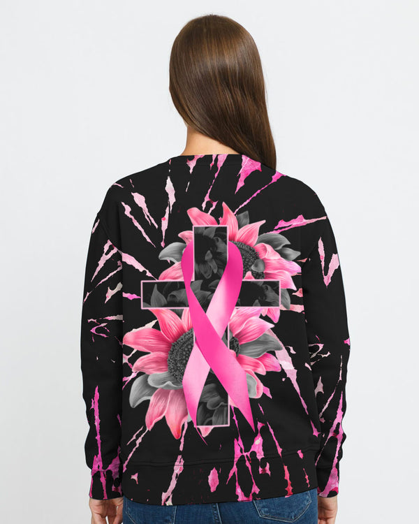 Sunflower Cross Ribbon New Tie Dye Women's Breast Cancer Awareness Sweatshirt