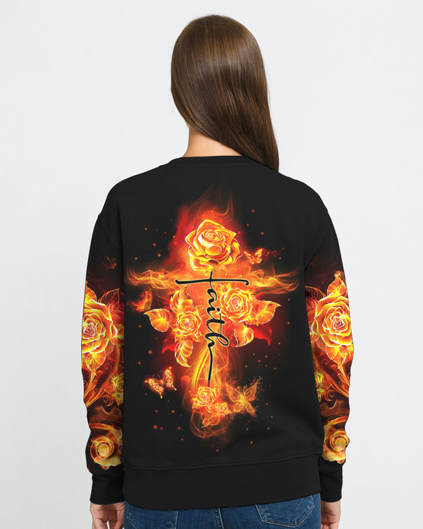 Faith Fire Rose Women's Christian Sweatshirt