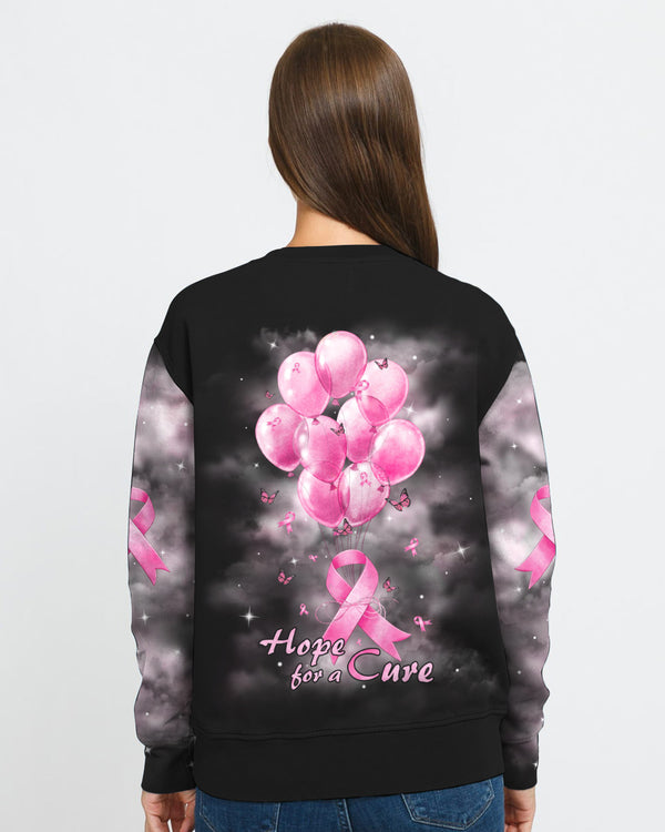 Pink Balloon Ribbon Butterfly Women's Breast Cancer Awareness Sweatshirt