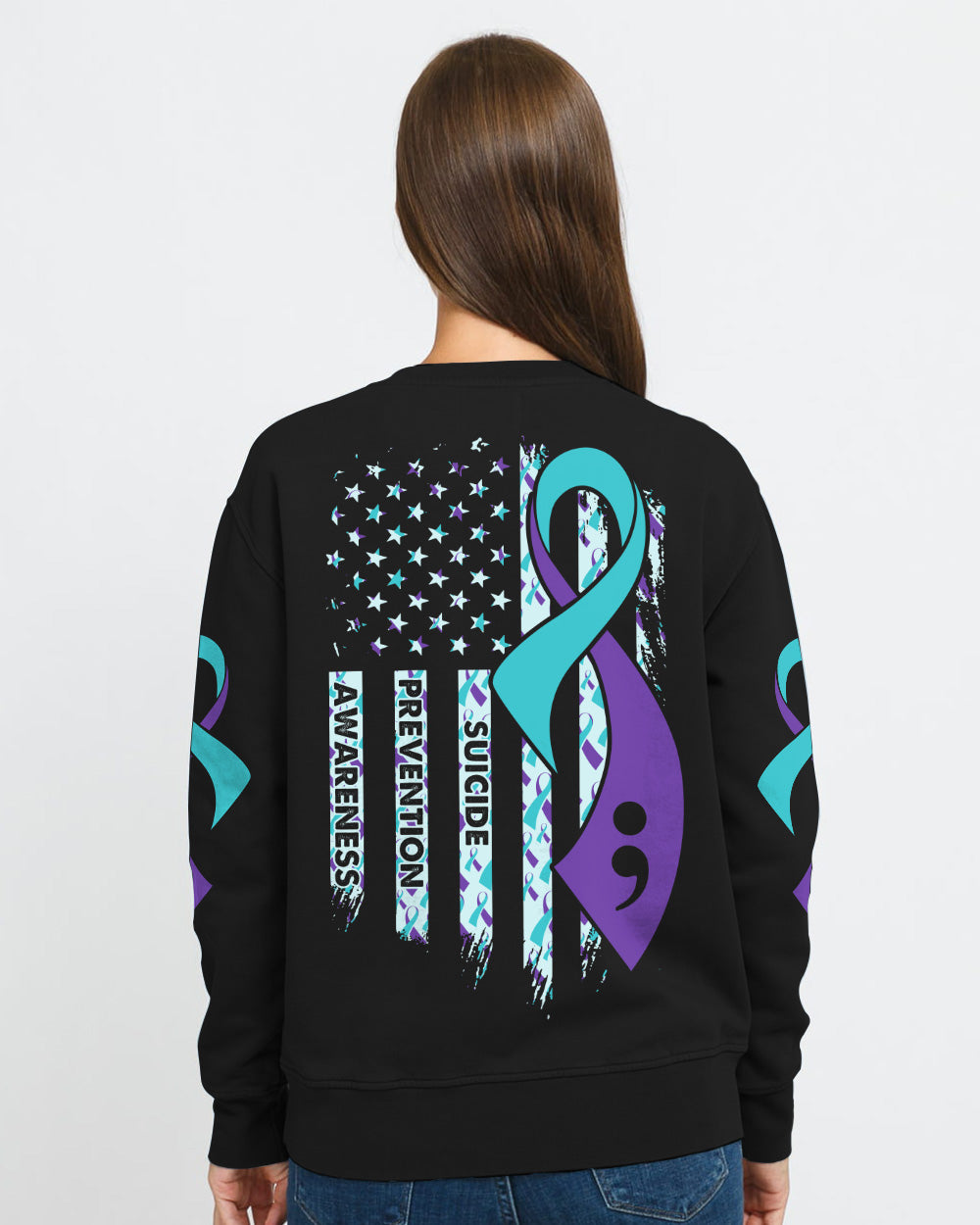 Flag Ribbon Women's Suicide Prevention Awareness Sweatshirt