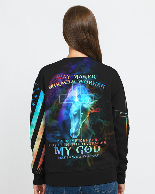 Way Maker Miracle Worker Horse Cross Colorful Women's Christian Sweatshirt