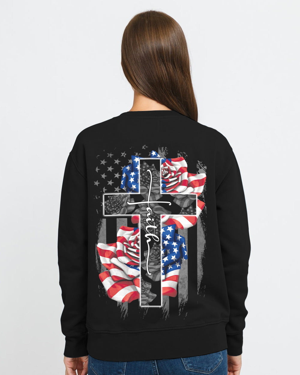 Faith Rose Us Flag Women's Christian Sweatshirt