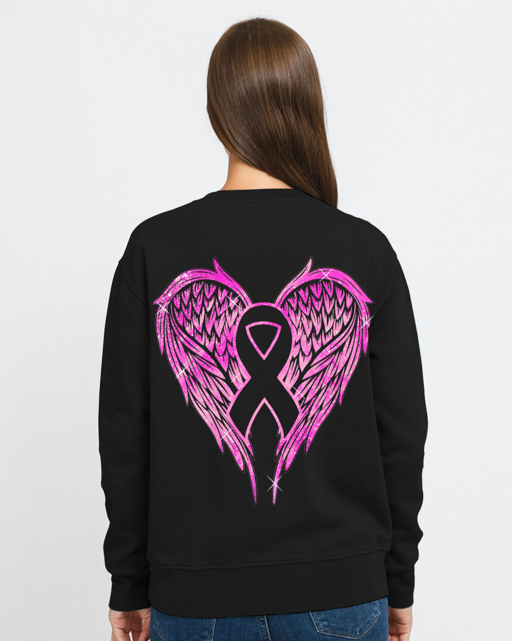 Wings Ribbon Spakle Women's Breast Cancer Awareness Sweatshirt