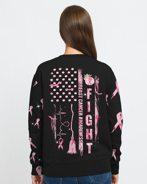 Fight Ribbon Flag Halloween Women's Breast Cancer Awareness Sweatshirt