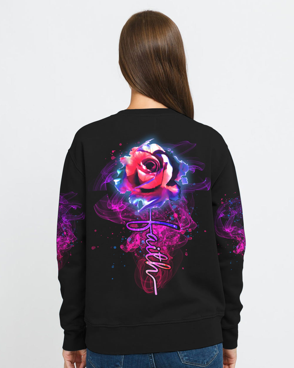 Faith Watercolor Rose Women's Christian Sweatshirt