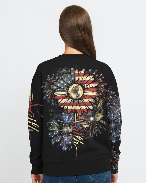 Faith Sunflower Independence Day Women's Christian Sweatshirt