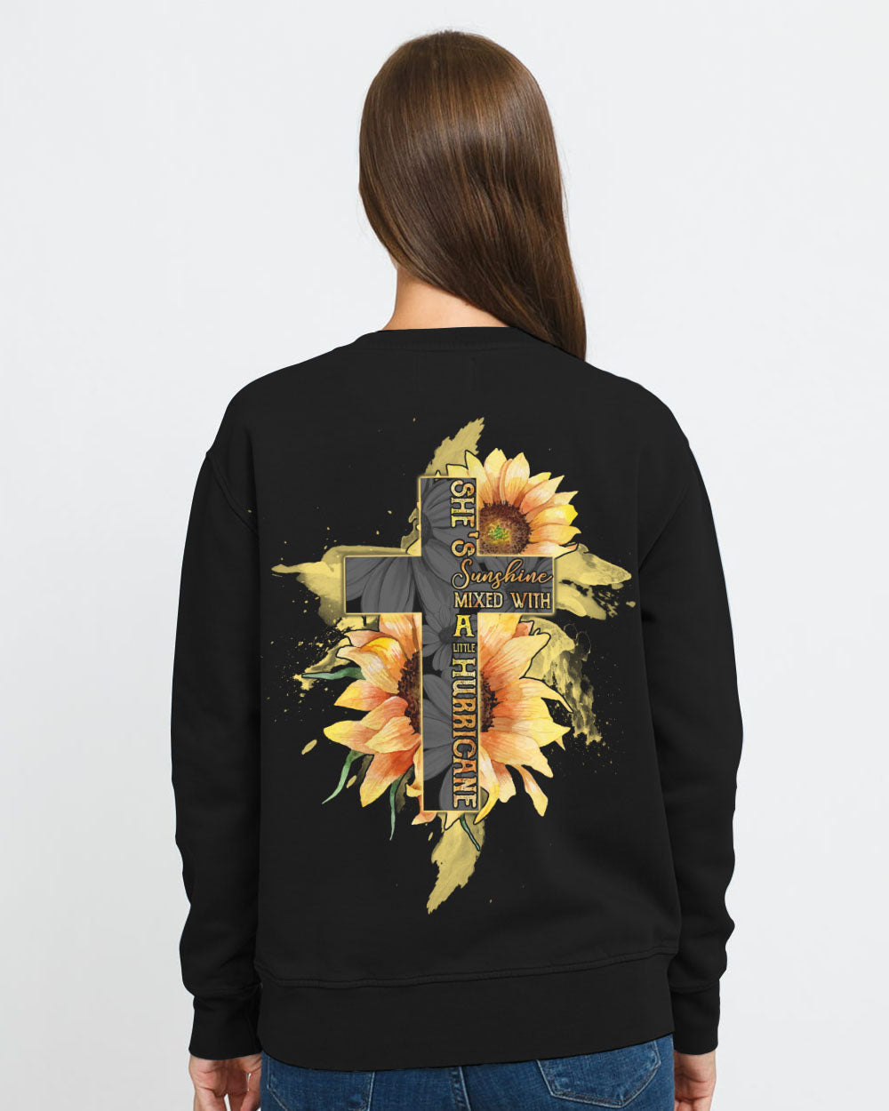 She's Sunshine Mixed With A Little Hurricane Women's Christian Sweatshirt