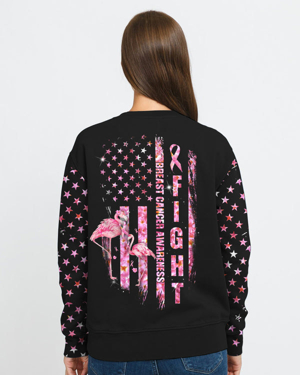 Fight Flag Flamingo Women's Breast Cancer Awareness Sweatshirt