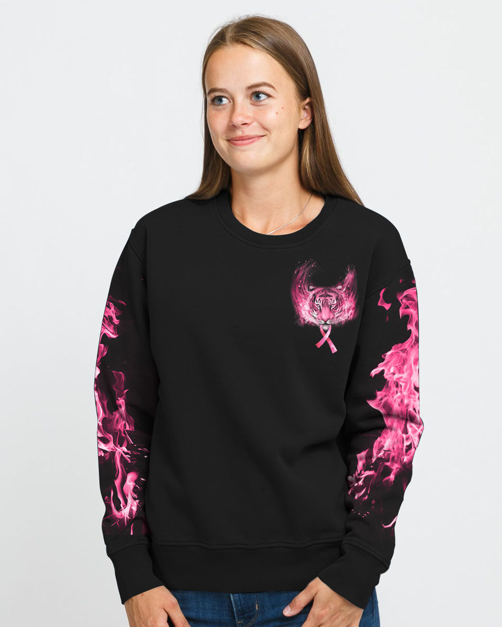Fire Tiger Women's Breast Cancer Awareness Sweatshirt