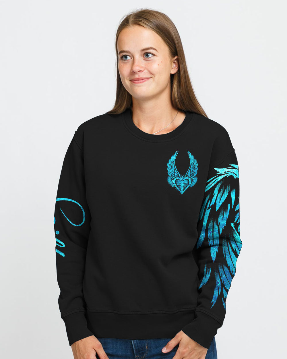 I Believe There Are Angles Among Us Cross Light Wings Women's Christian Sweatshirt