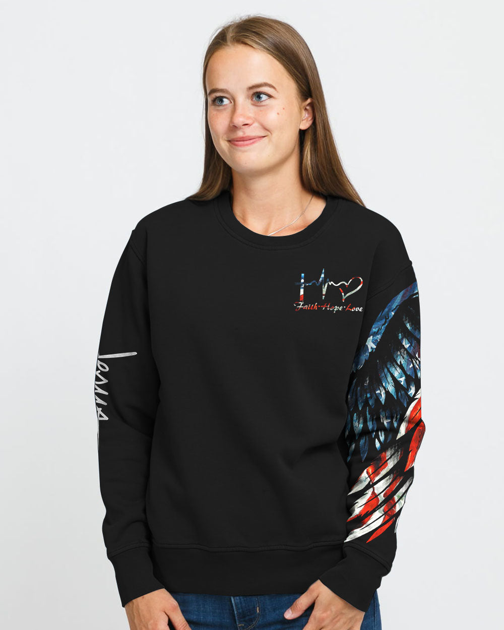 Jesus Saved America Wings Cross Women's Christian Sweatshirt