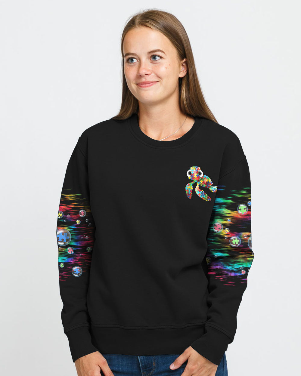 Be You The World Will Adjust Turtle Women's Autism Awareness Sweatshirt