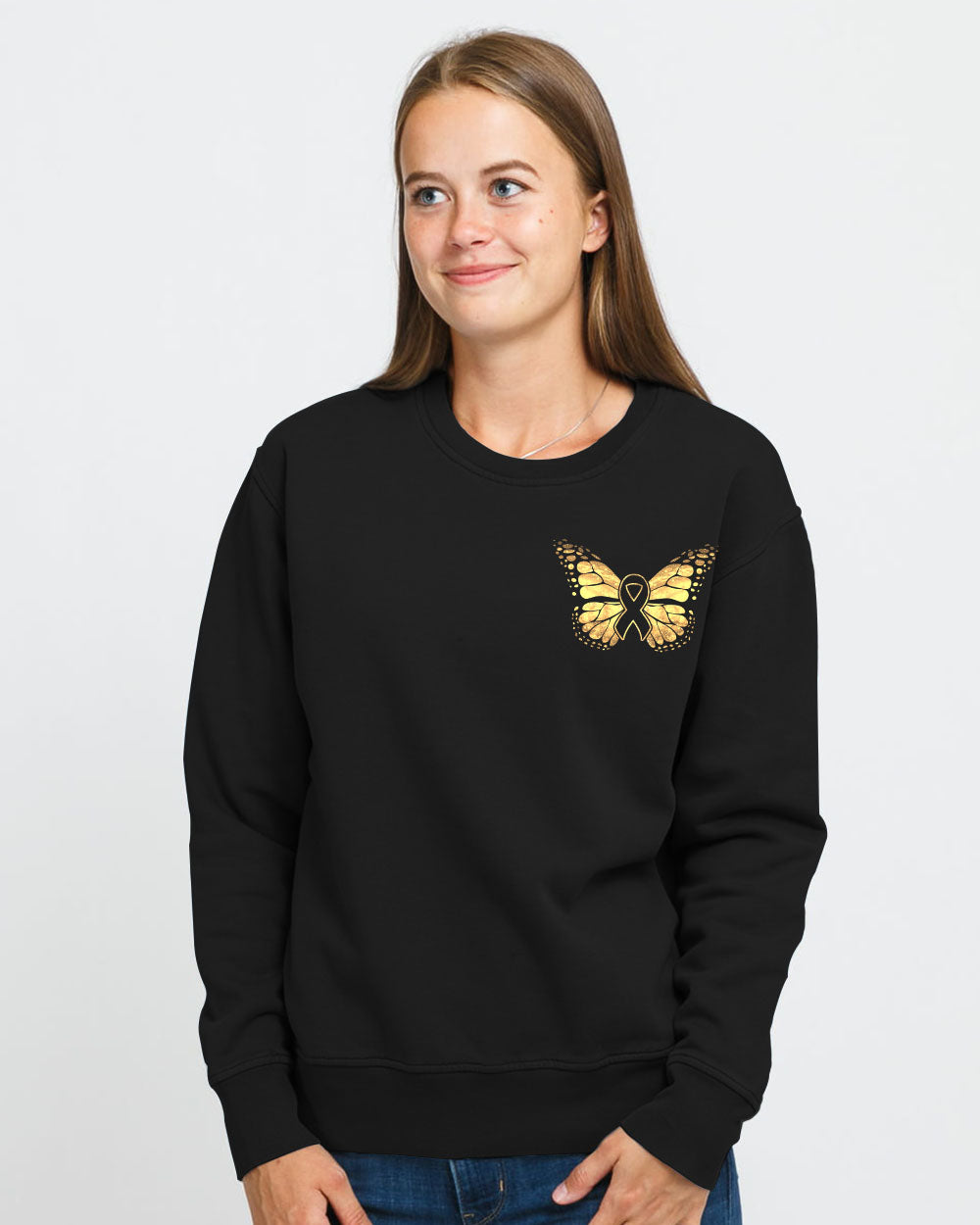 Love Hope Cure Butterfly Ribbon Women's Childhood Cancer Awareness Sweatshirt