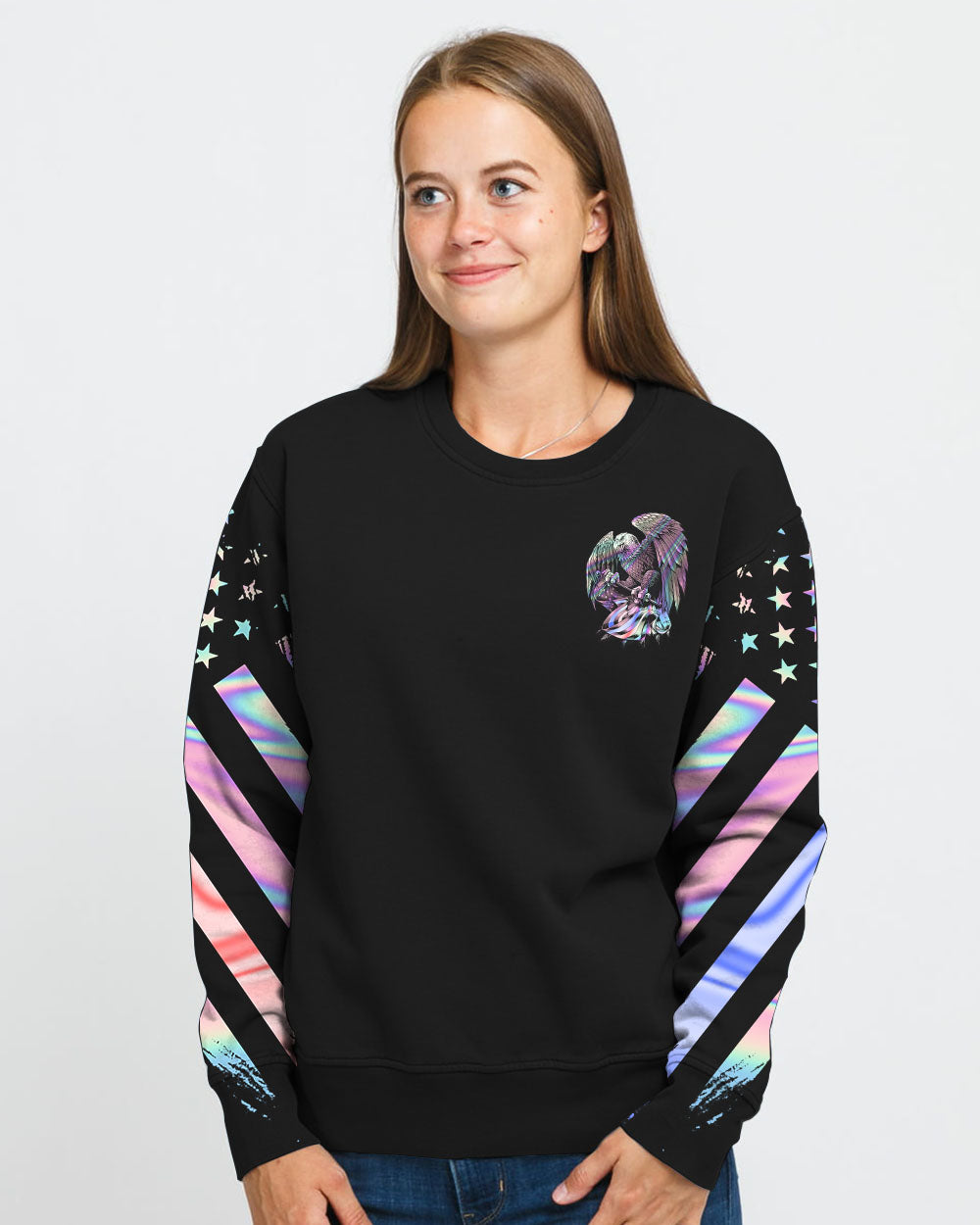 Eagle Back The Brave Holo Flag Women's Christian Sweatshirt