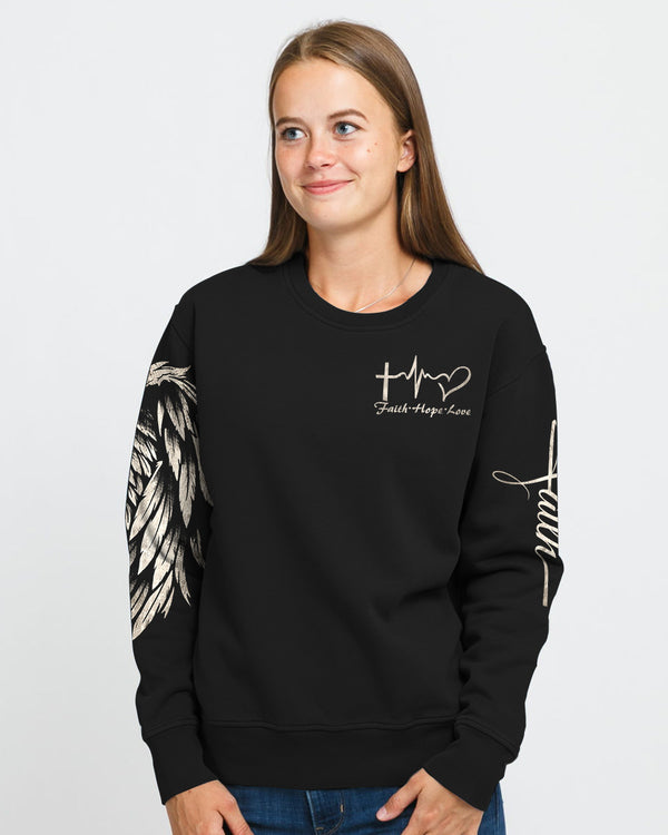 Painting Sunflower Cross Faith Wings Women's Christian Sweatshirt
