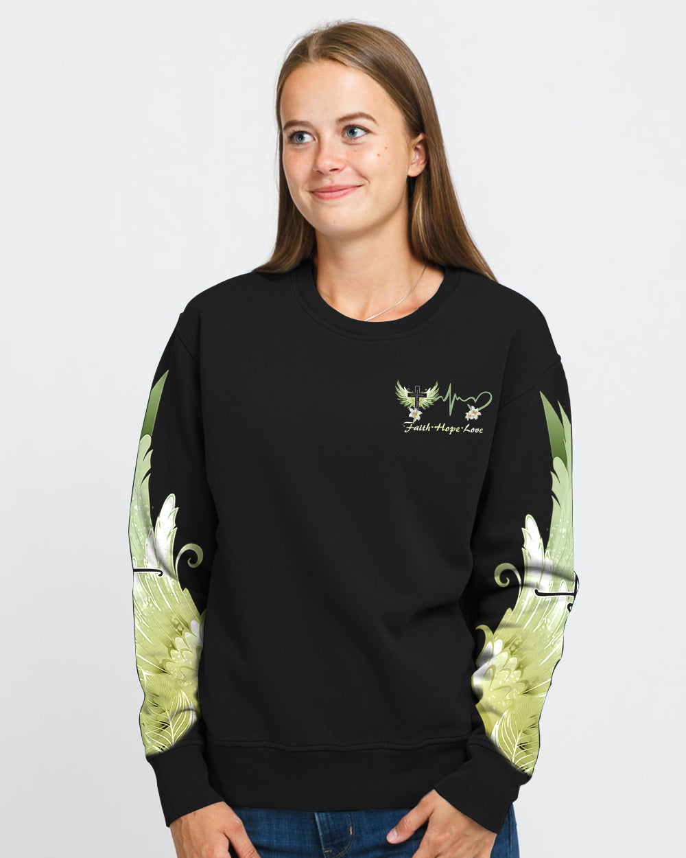 Faith Cross Lily Women's Christian Sweatshirt