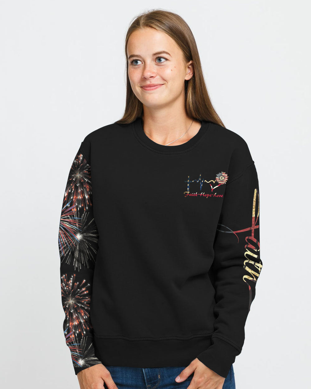 Faith Sunflower Independence Day Women's Christian Sweatshirt