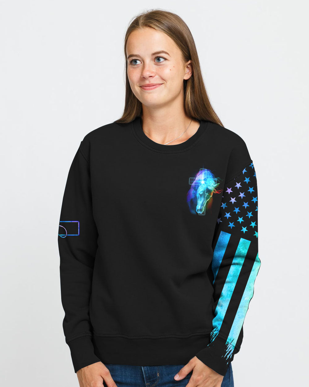 Way Maker Miracle Worker Horse Cross Colorful Women's Christian Sweatshirt