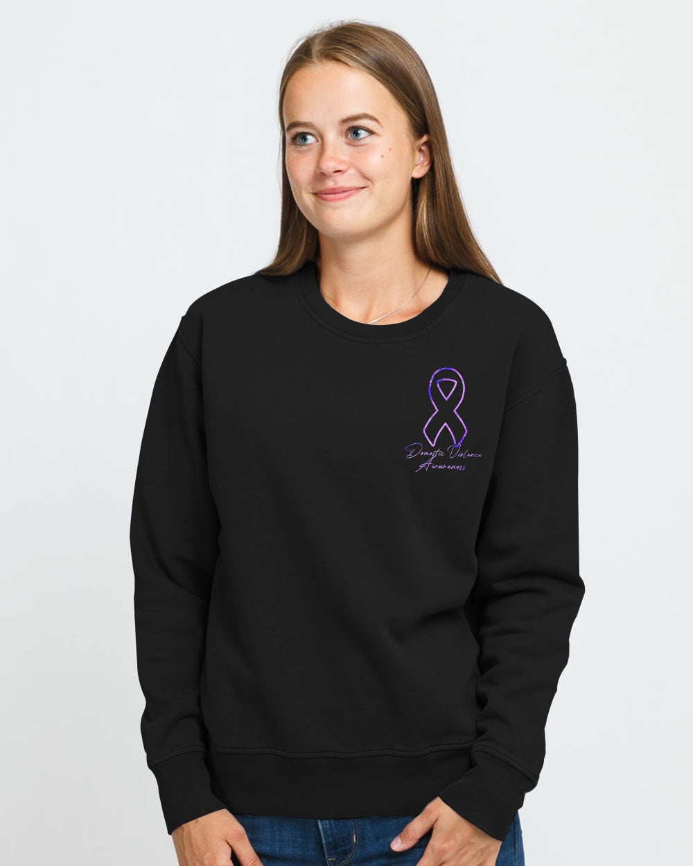 Purple Angel Wings Ribbon Flag Women's Domestic Violence Awareness Sweatshirt