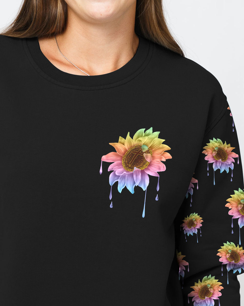 I Can Only Image Faith Rose Butterfly Cross Women's Christian Sweatshirt