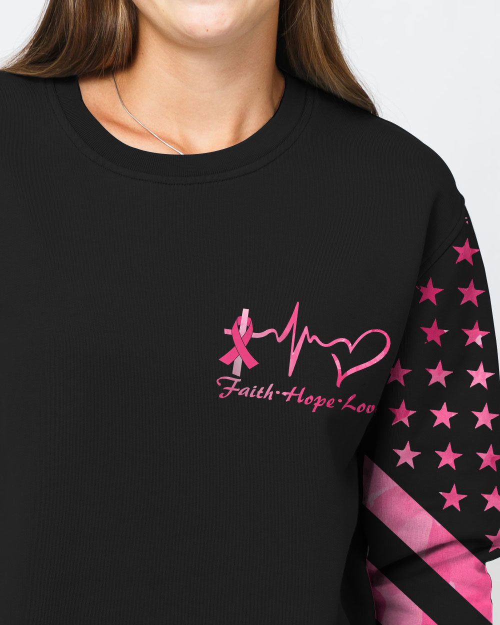 They Whispered To Her You Cannot Withstand The Storm Women's Breast Cancer Awareness Sweatshirt