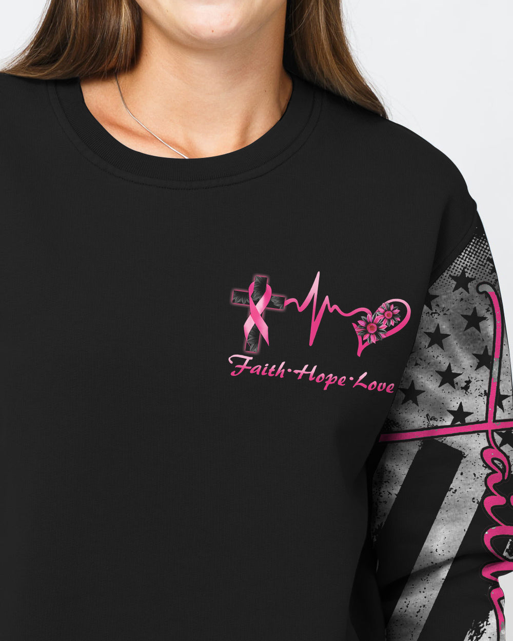 Blessed By God Spoiled By My Husband Women's Breast Cancer Awareness Sweatshirt