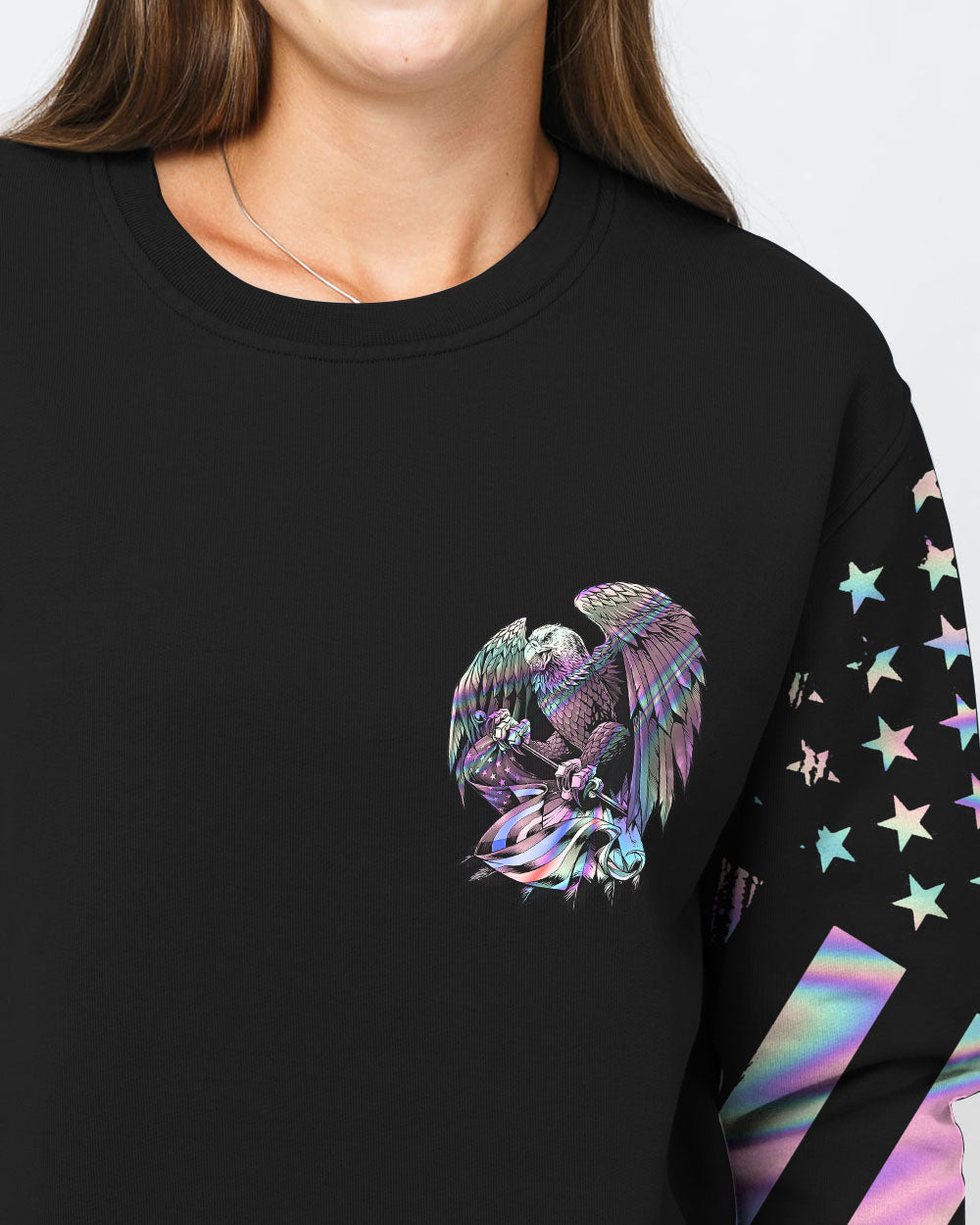 Eagle Back The Brave Holo Flag Women's Christian Sweatshirt