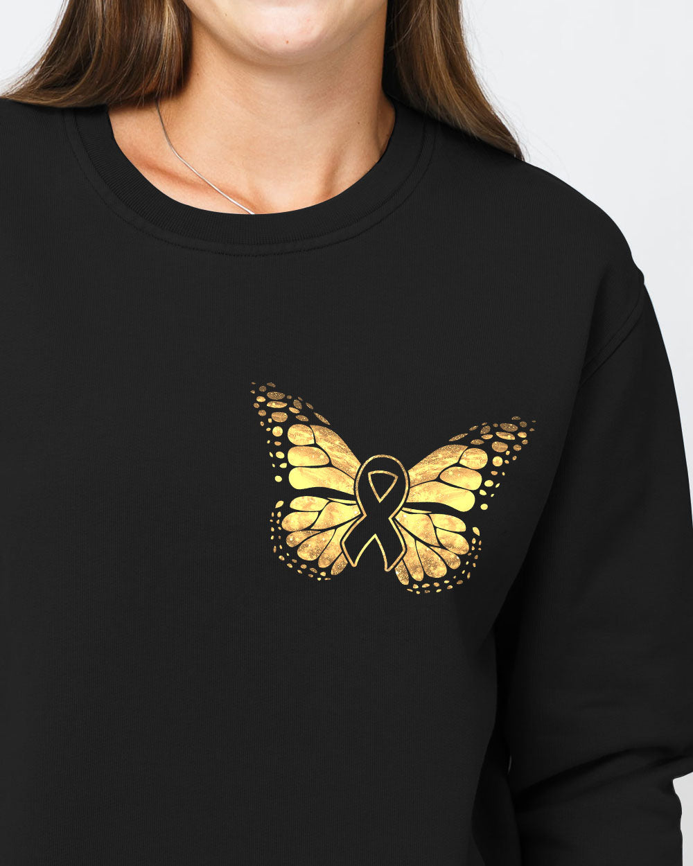 Love Hope Cure Butterfly Ribbon Women's Childhood Cancer Awareness Sweatshirt