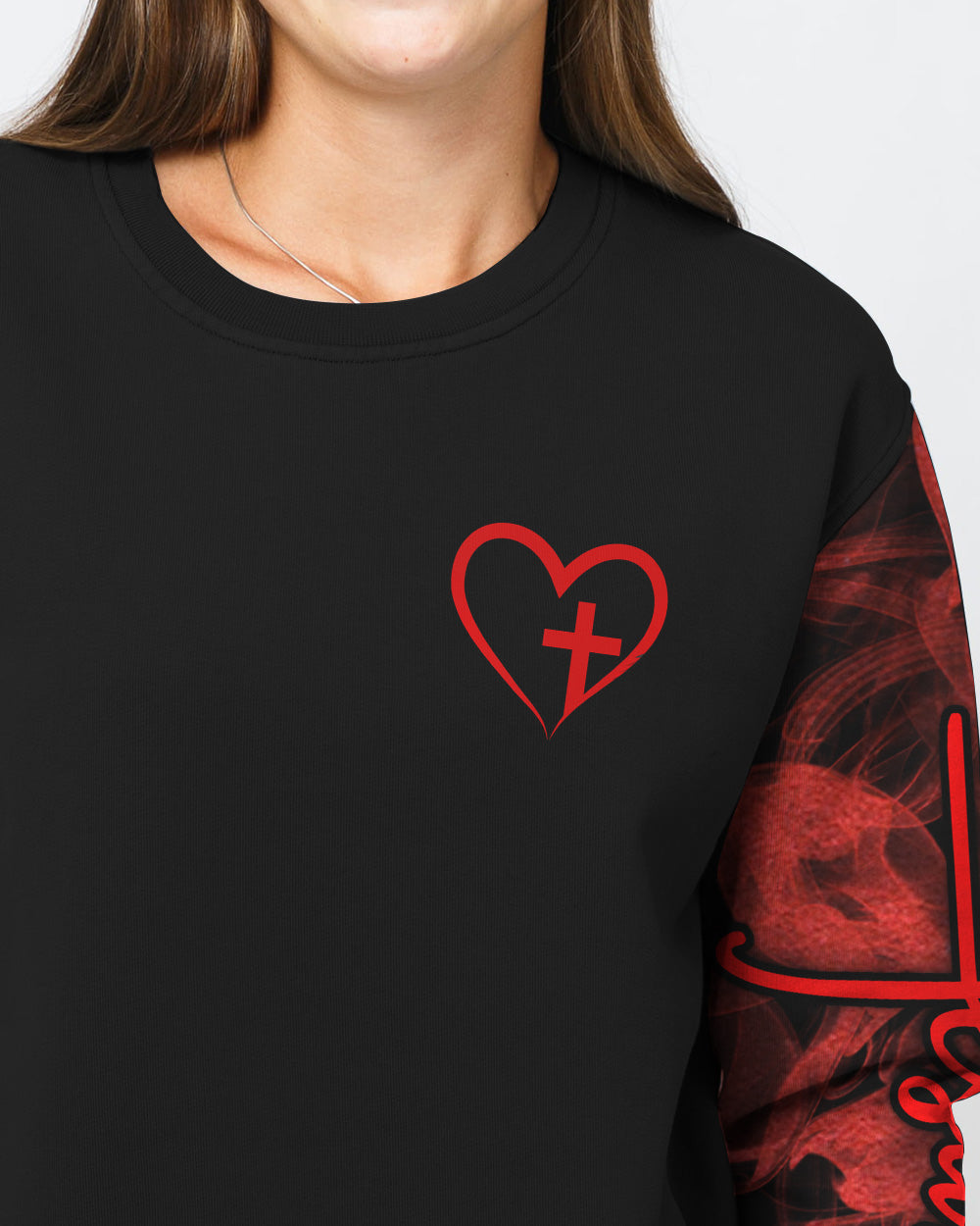 Jesus Cross Red Rose Women's Christian Sweatshirt