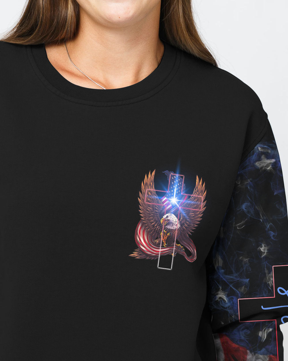 These Colors Don't Run They Reload Eagle Wings Cross Flag Women's Christian Sweatshirt