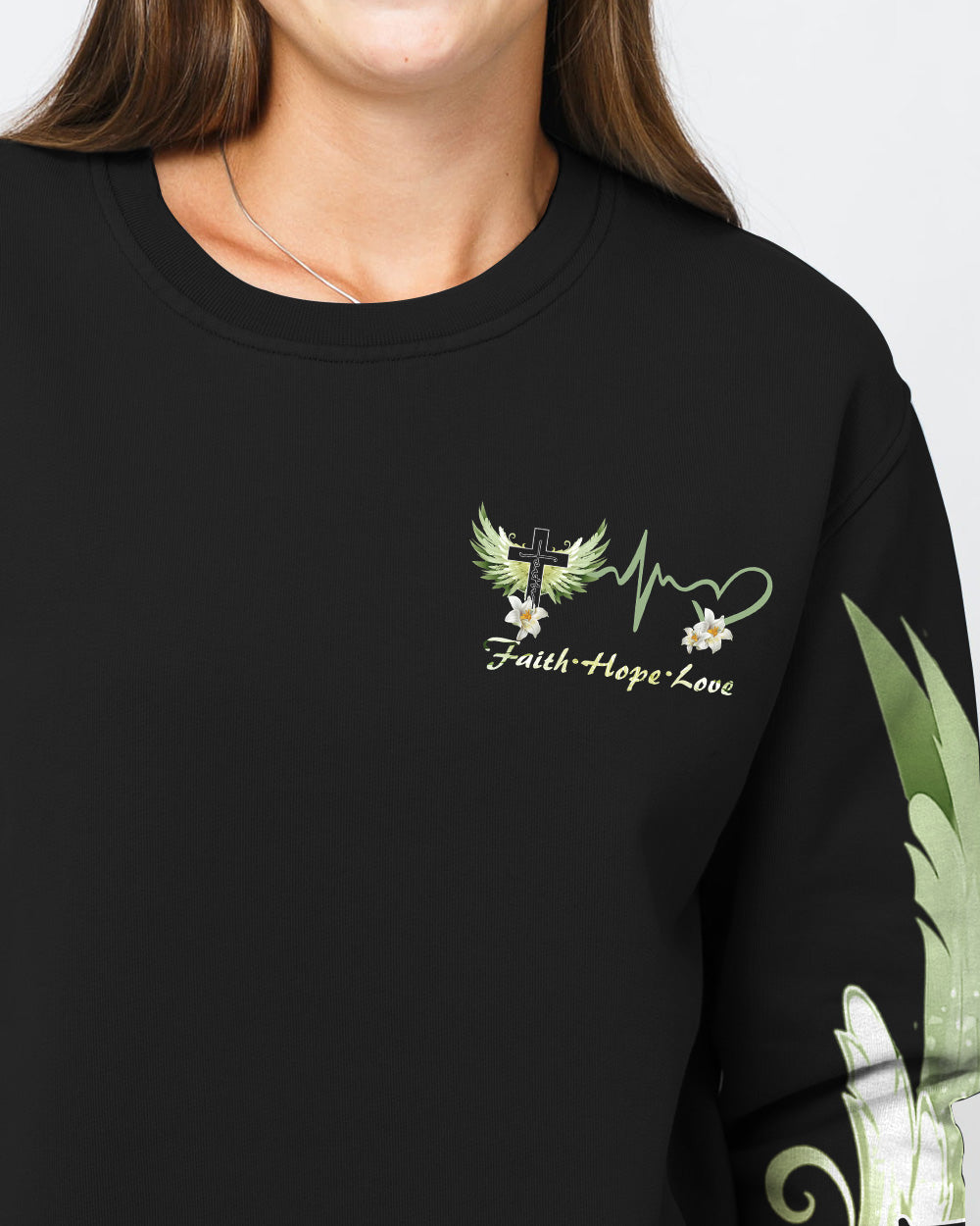 Faith Cross Lily Women's Christian Sweatshirt
