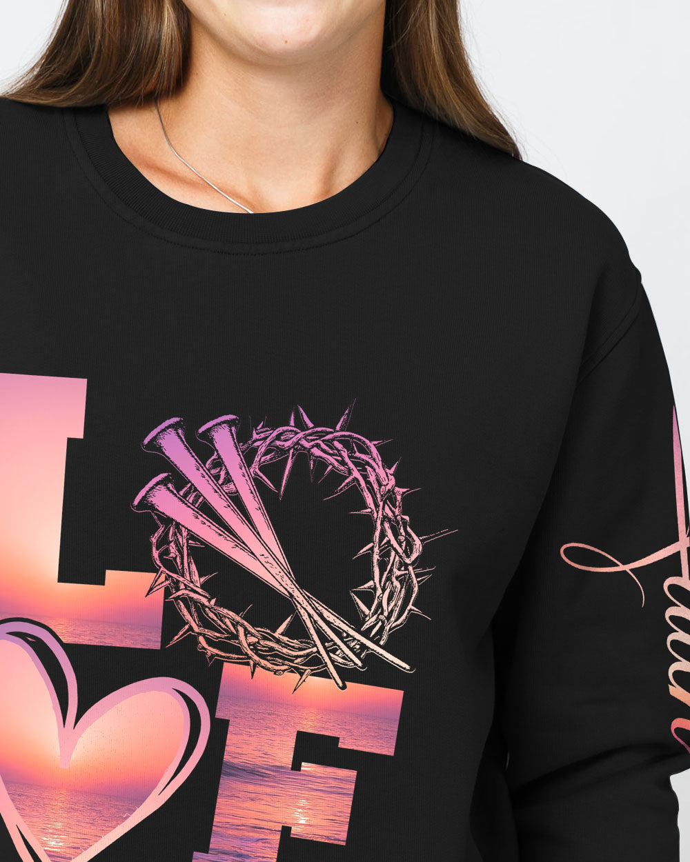 Faith Hope Love Sunset Beach Flag Women's Christian Sweatshirt