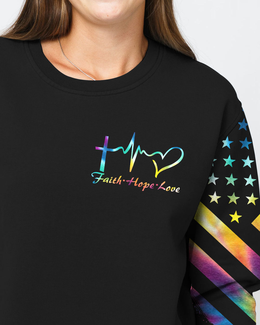 I Can Do All Things Through Christ Half Wings Colorful Women's Christian Sweatshirt