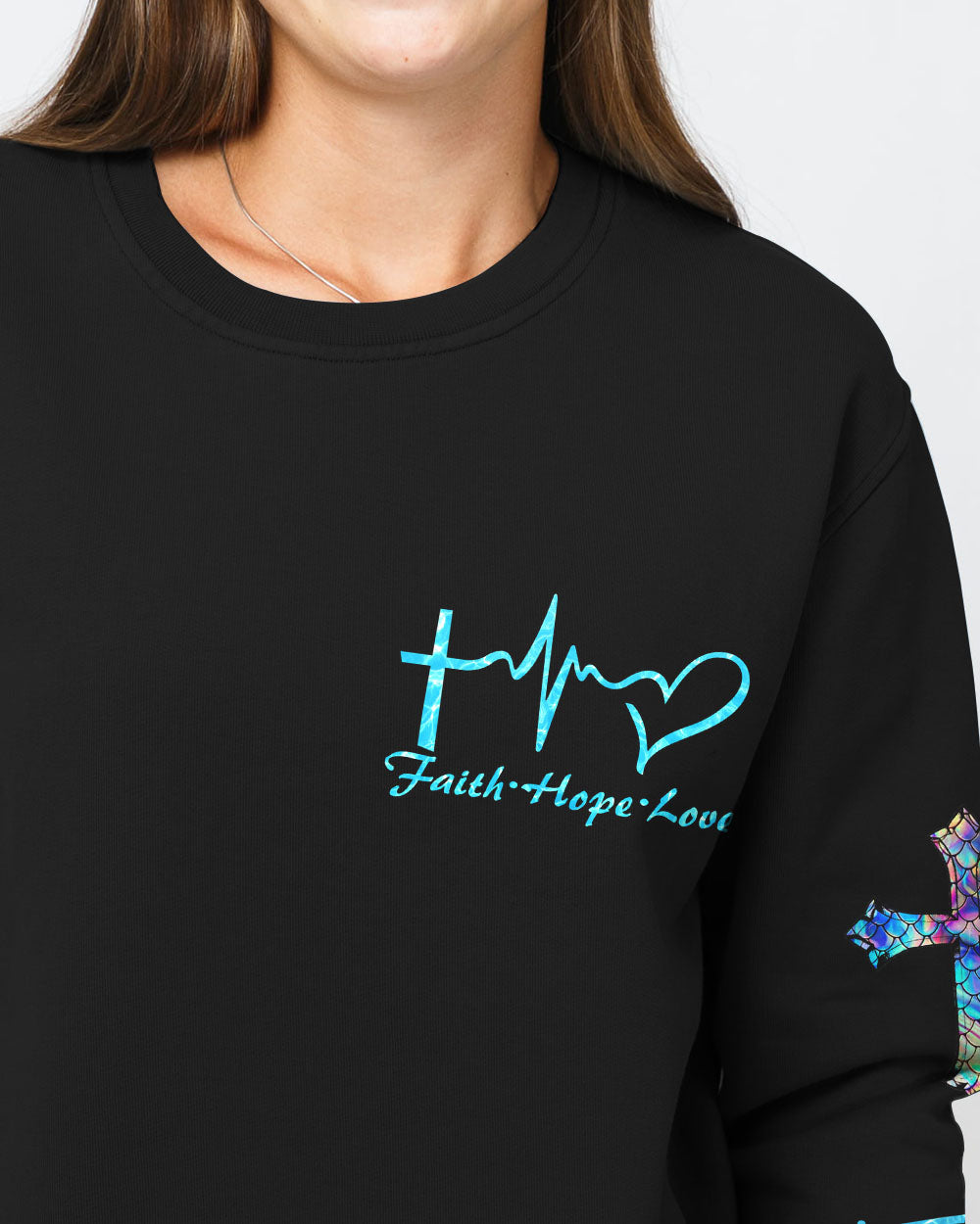 Cross Mermaid Flag Women's Christian Sweatshirt