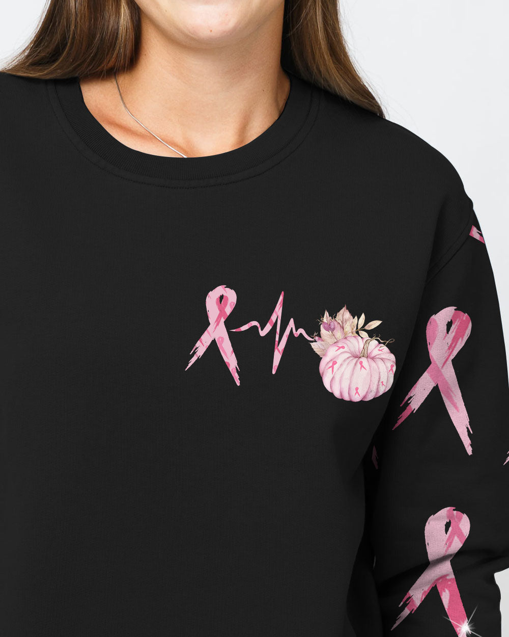 Fight Ribbon Flag Halloween Women's Breast Cancer Awareness Sweatshirt