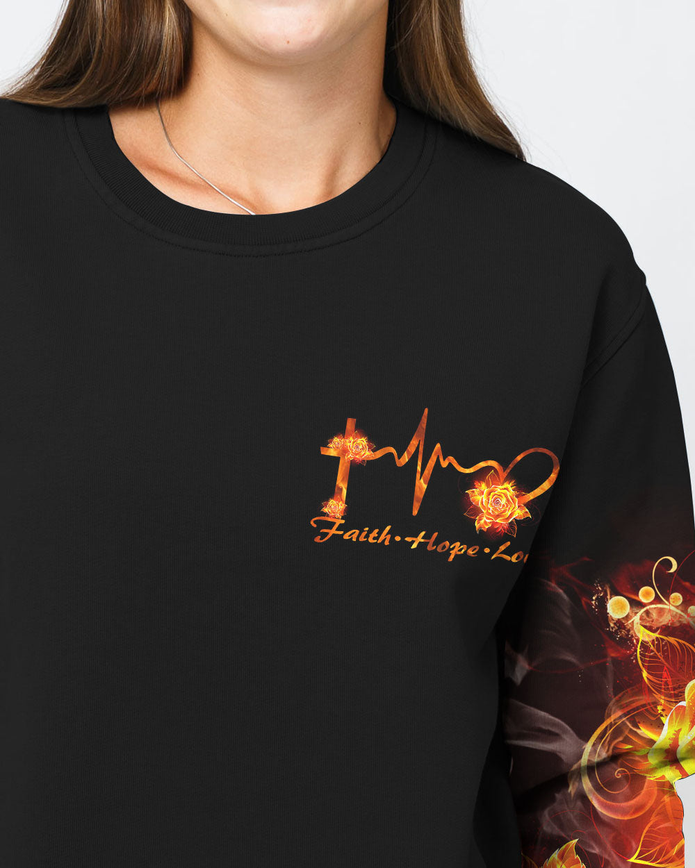 Faith Fire Rose Women's Christian Sweatshirt