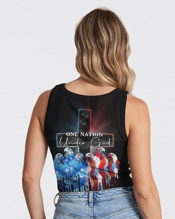 One Nation Under God Cross Eagle Melt Women's Christian Tanks