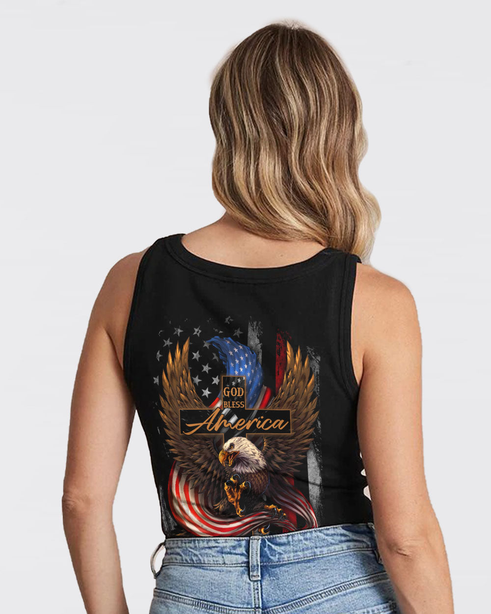 God Bless America Eagle Flag Women's Christian Tanks