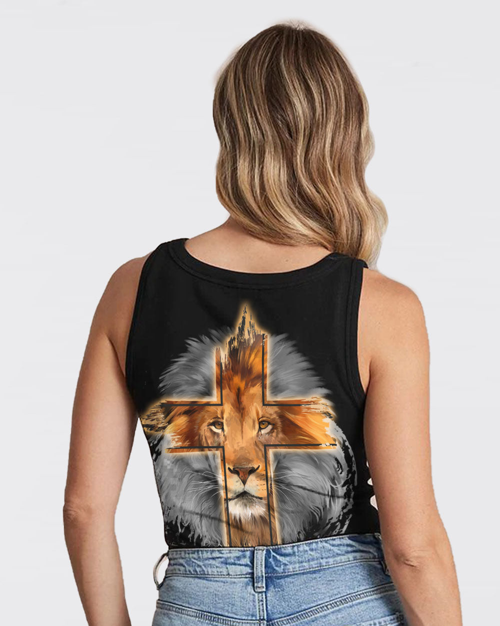 I Am Who You Say I Am Faith Cross Lion Women's Christian Tanks