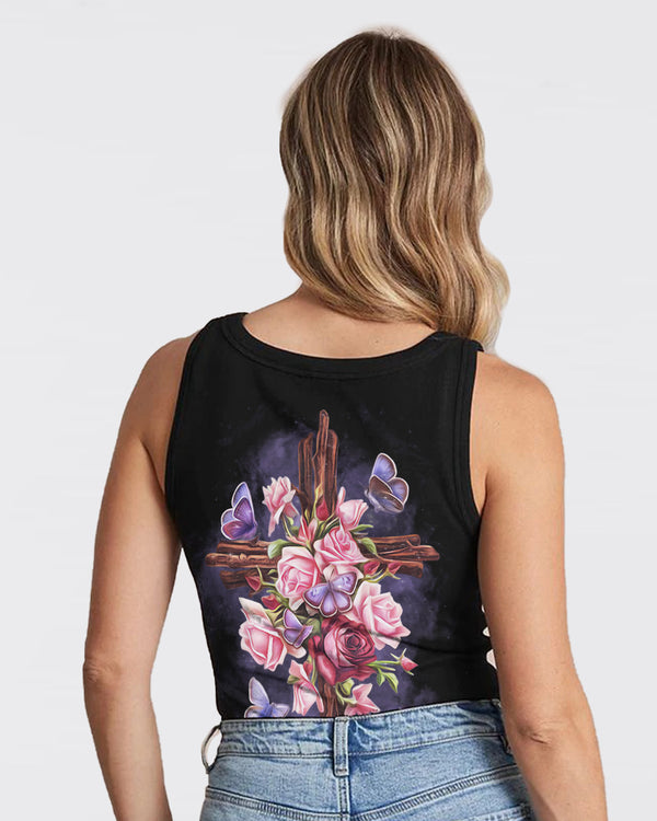 Rose Wood Cross Butterfly Women's Christian Tanks