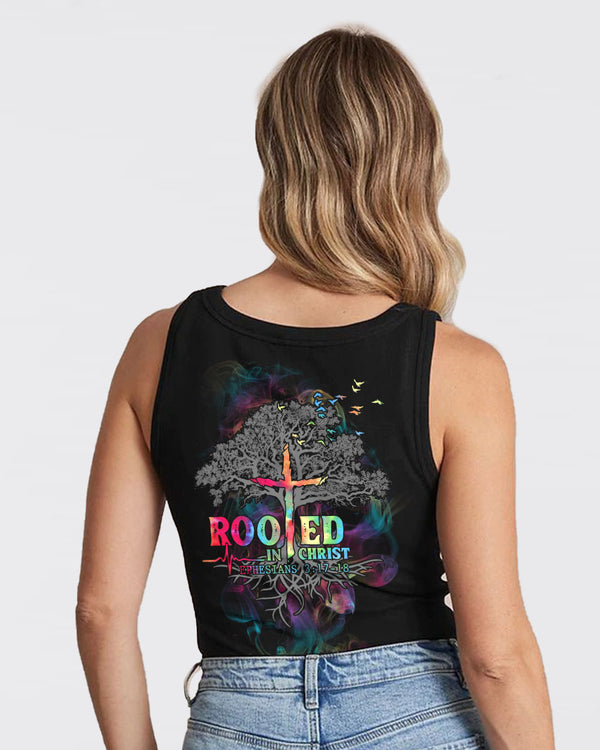 Rooted In Christ Colorful Smoke Women's Christian Tanks