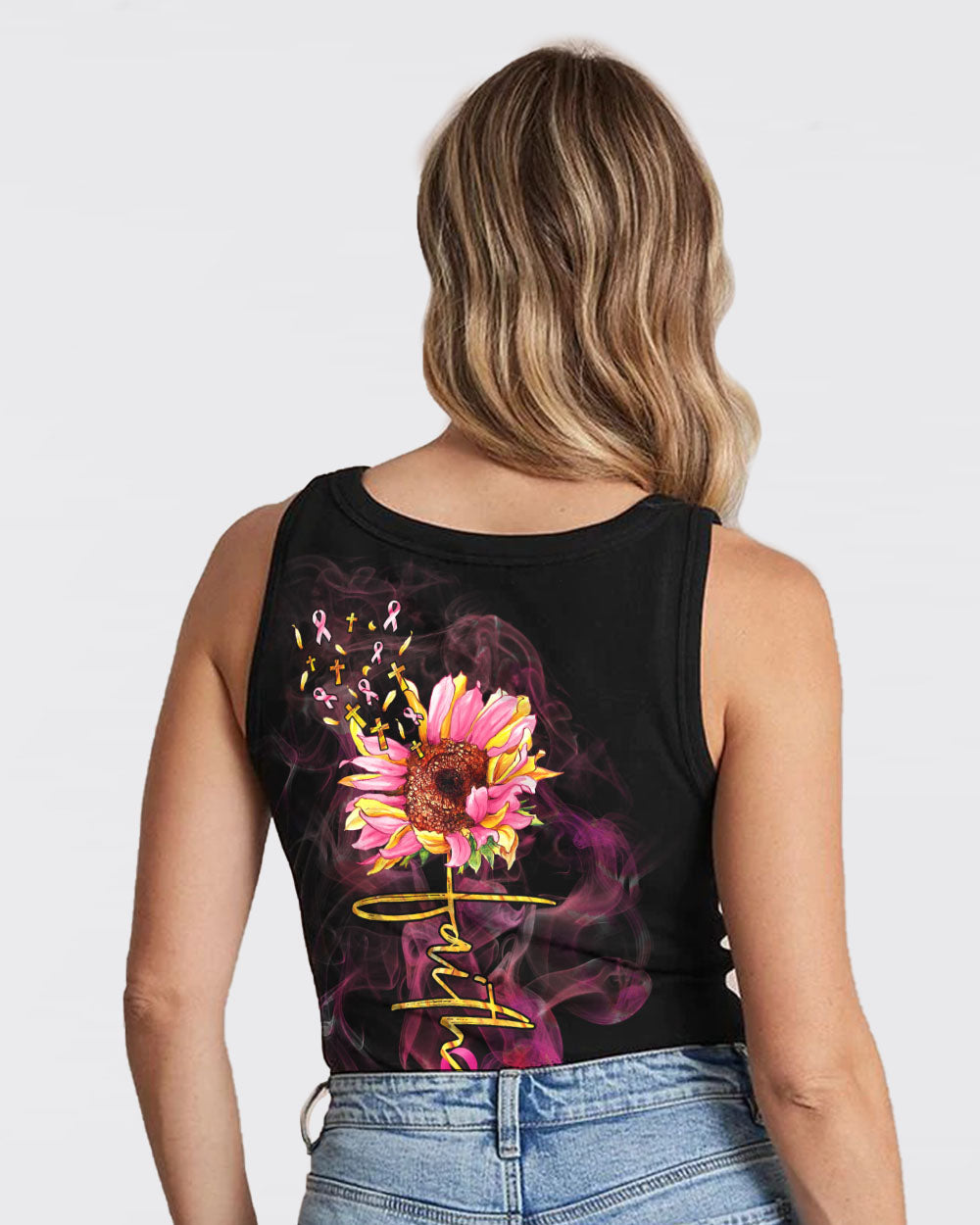 Faith Sunflower Smoke Ribbon Women's Christian Tanks