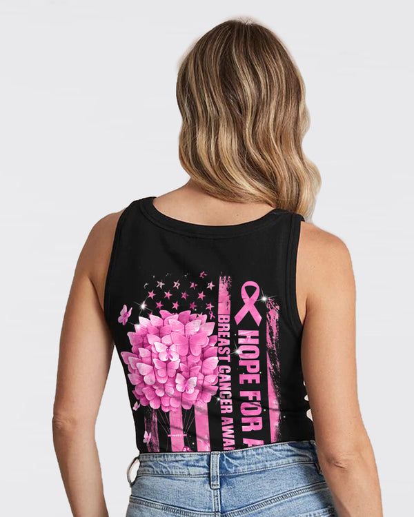 Hope For A Cure Butterfly Air Balloon Women's Breast Cancer Awareness Tanks