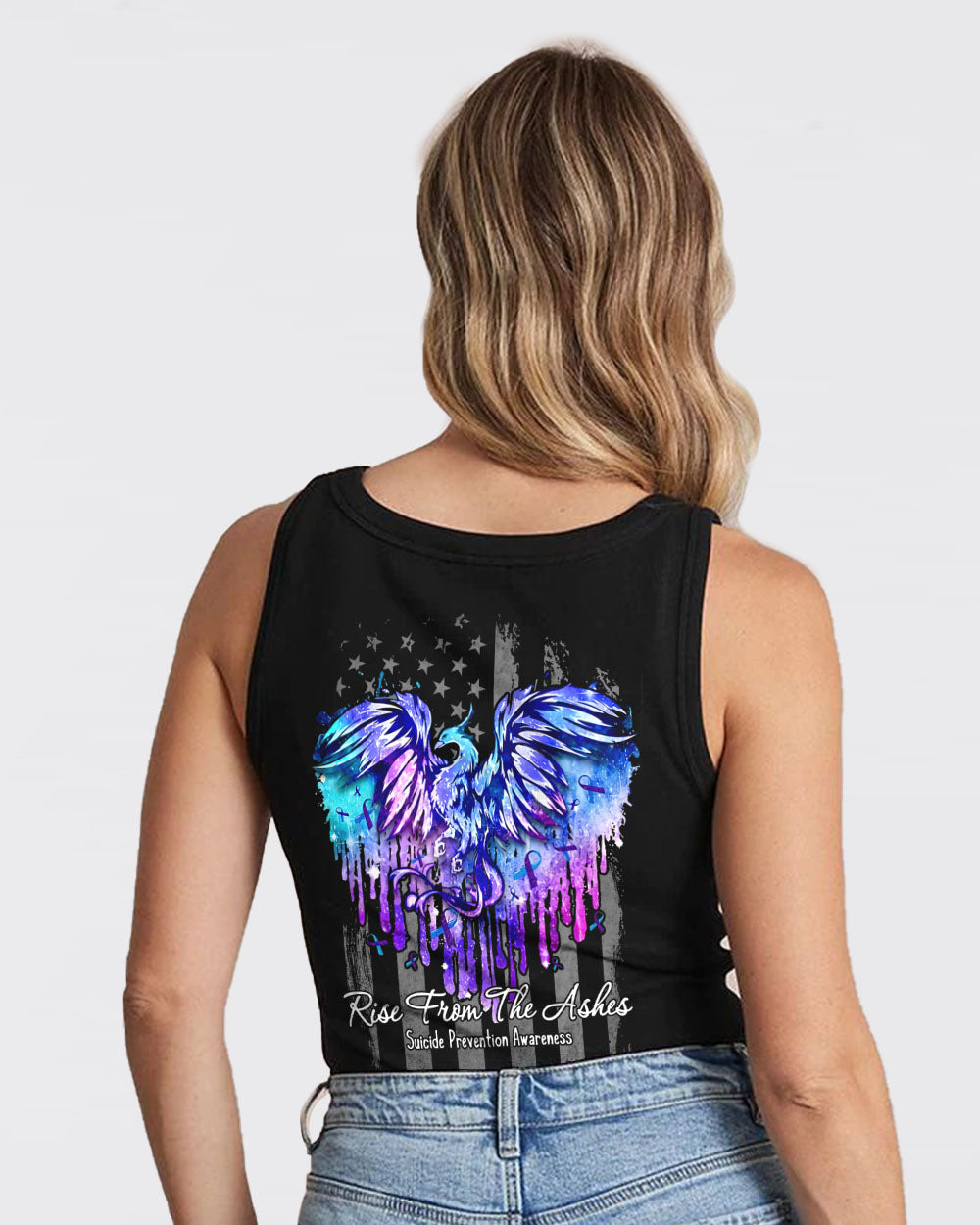Rise From The Ashes Flag Women's Suicide Prevention Awareness Tanks