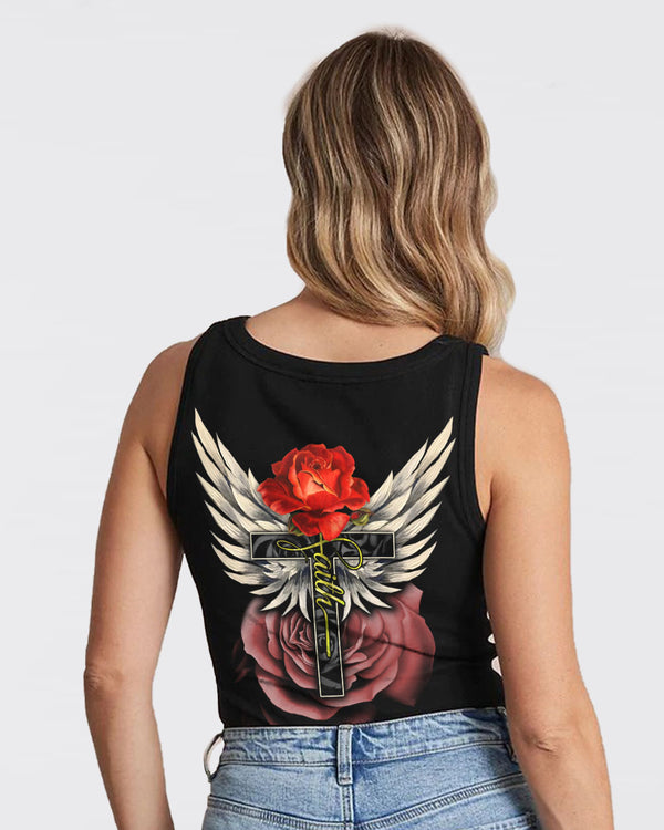 Rose Cross Painting Women's Christian Tanks