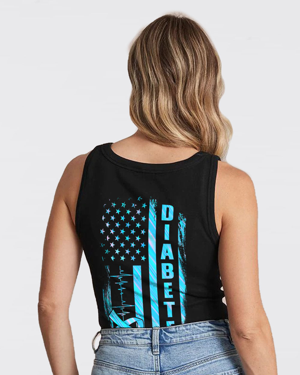 Holographic Flag Ribbon Heart Beat Women's Suicide Prevention Awareness Tanks