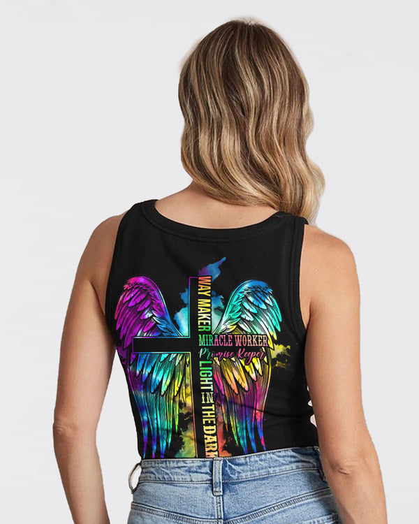 Way Maker Miracle Worker Faith Cross Wing Colorful Women's Christian Tanks