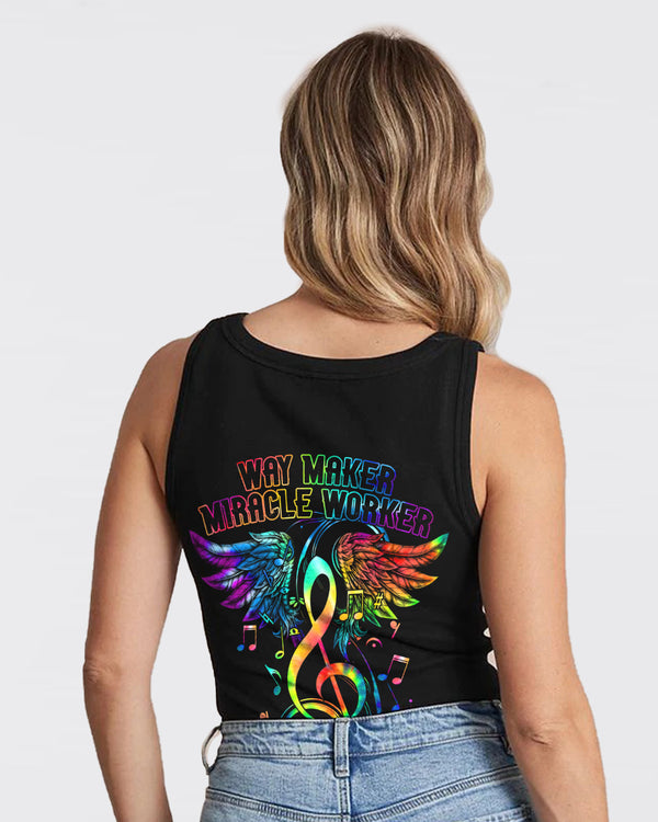 Way Maker Miracle Worker Music Wings Cross Tie Dye Women's Christian Tanks